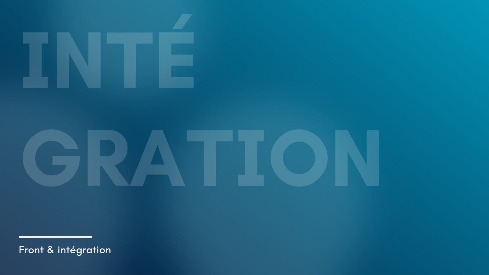 Visuel abstrait de la rubrique Front & intégration, dégradé bleu — thème classique ou thème de blocs pour une boutique WooCommerce