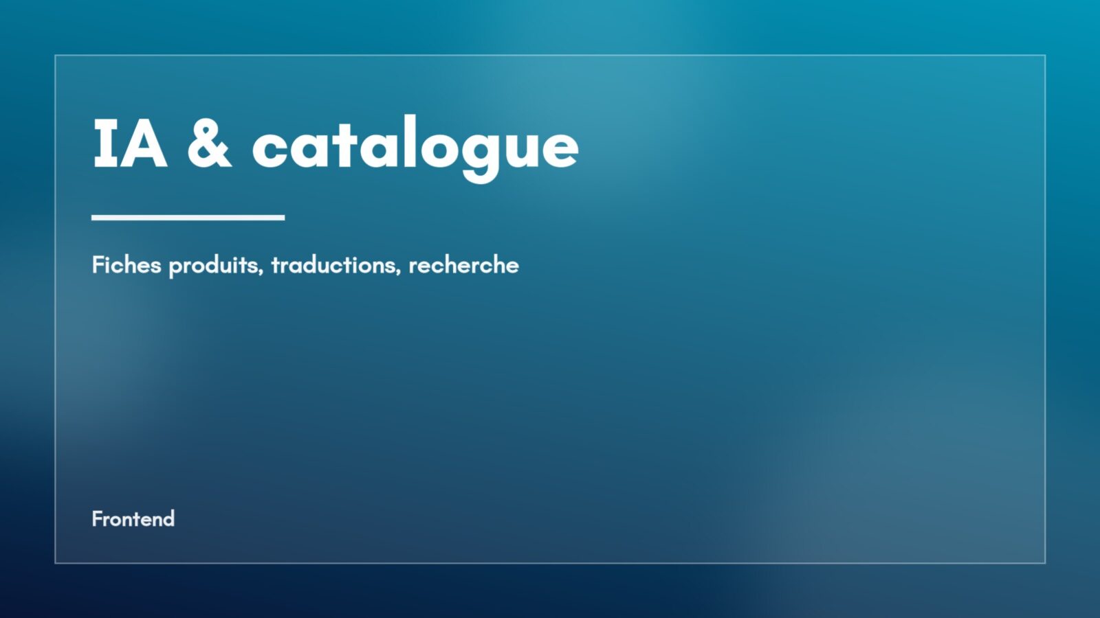 Visuel abstrait de la rubrique IA & catalogue, dégradé bleu — catégorisation automatique des produits par IA