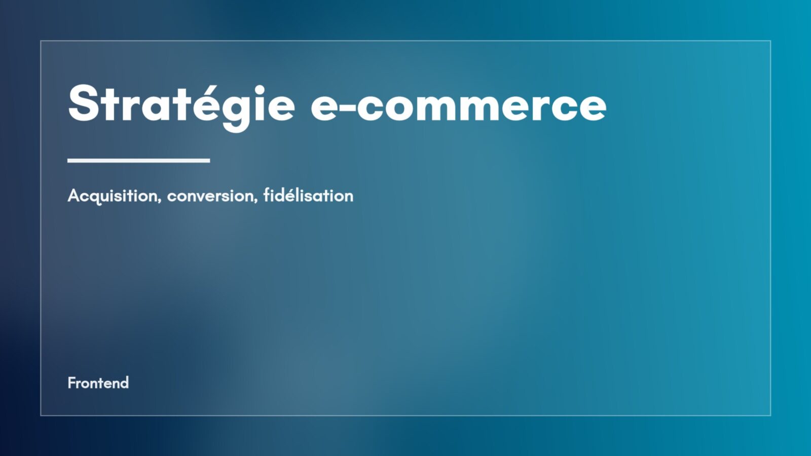 Visuel abstrait de la rubrique Stratégie e-commerce, dégradé bleu — checklist de conversion avant d'augmenter le budget publicitaire