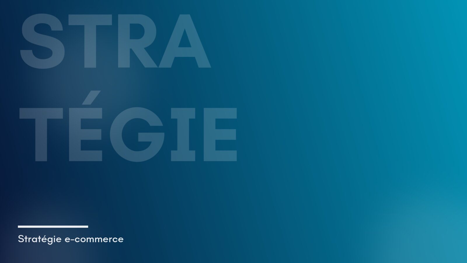 Visuel abstrait de la rubrique Stratégie e-commerce, dégradé bleu — filtres produits et doublons d'URL en SEO e-commerce