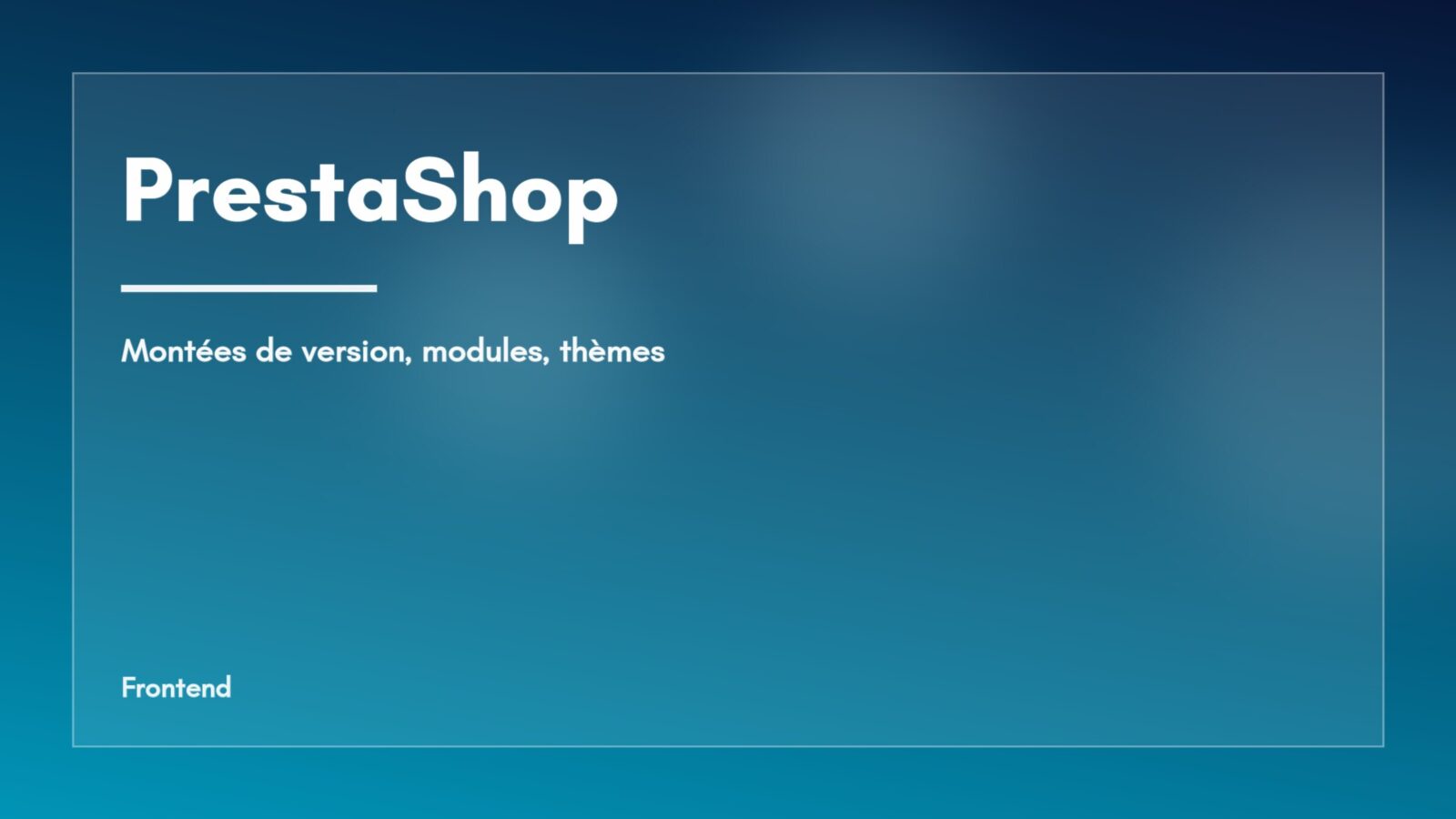 Visuel abstrait de la rubrique PrestaShop, dégradé bleu — sortie de la version stable PrestaShop 9.2 et ses nouveautés