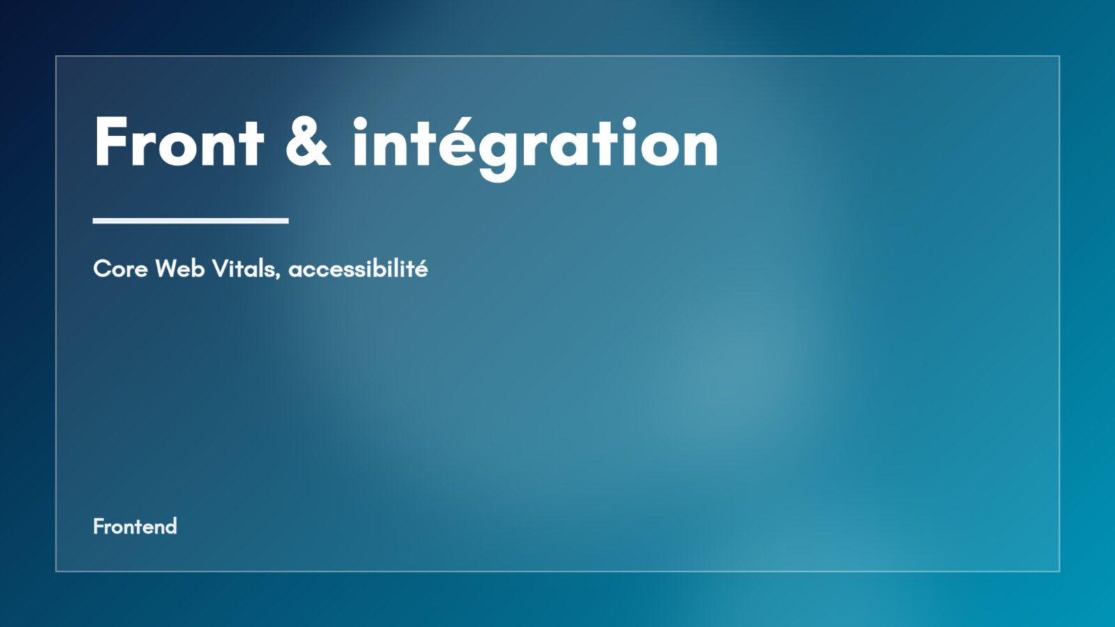 Visuel abstrait de la rubrique Front & intégration, dégradé bleu — réduire le CLS sur une boutique en ligne