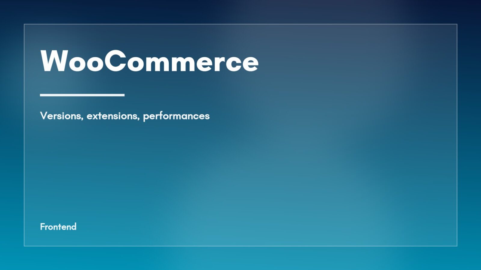 Visuel abstrait de la rubrique WooCommerce, dégradé bleu — agents IA et support MCP dans WooCommerce